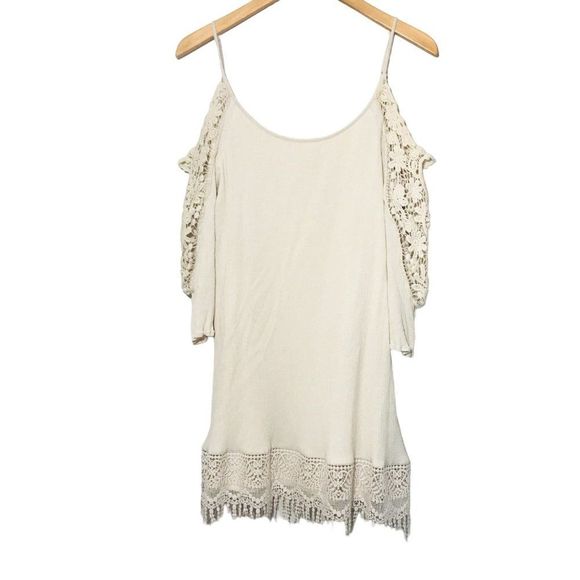 ALYA Crochet Lace Cold Shoulder Tunic Dress Size Small - Picture 1 of 7
